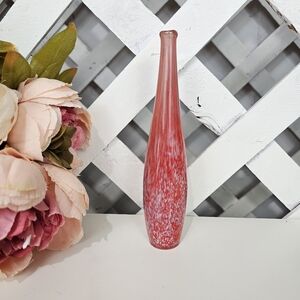 Red Speckled Hand Blown Glass Vase